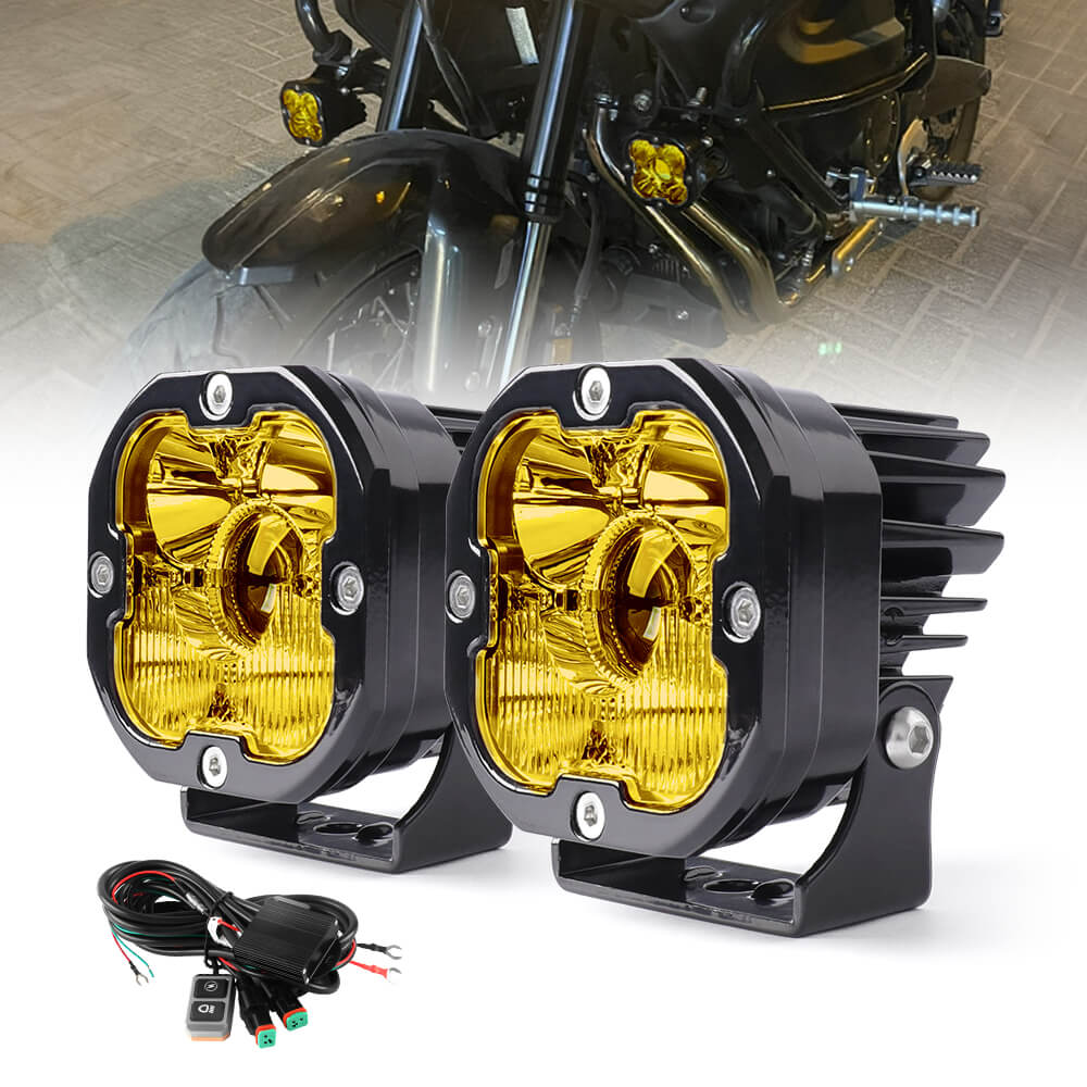 3 Zoll LA5 Serie Motorrad Zusatz Nebelscheinwerfer - Gelber Strahl (Set/2 Stück)