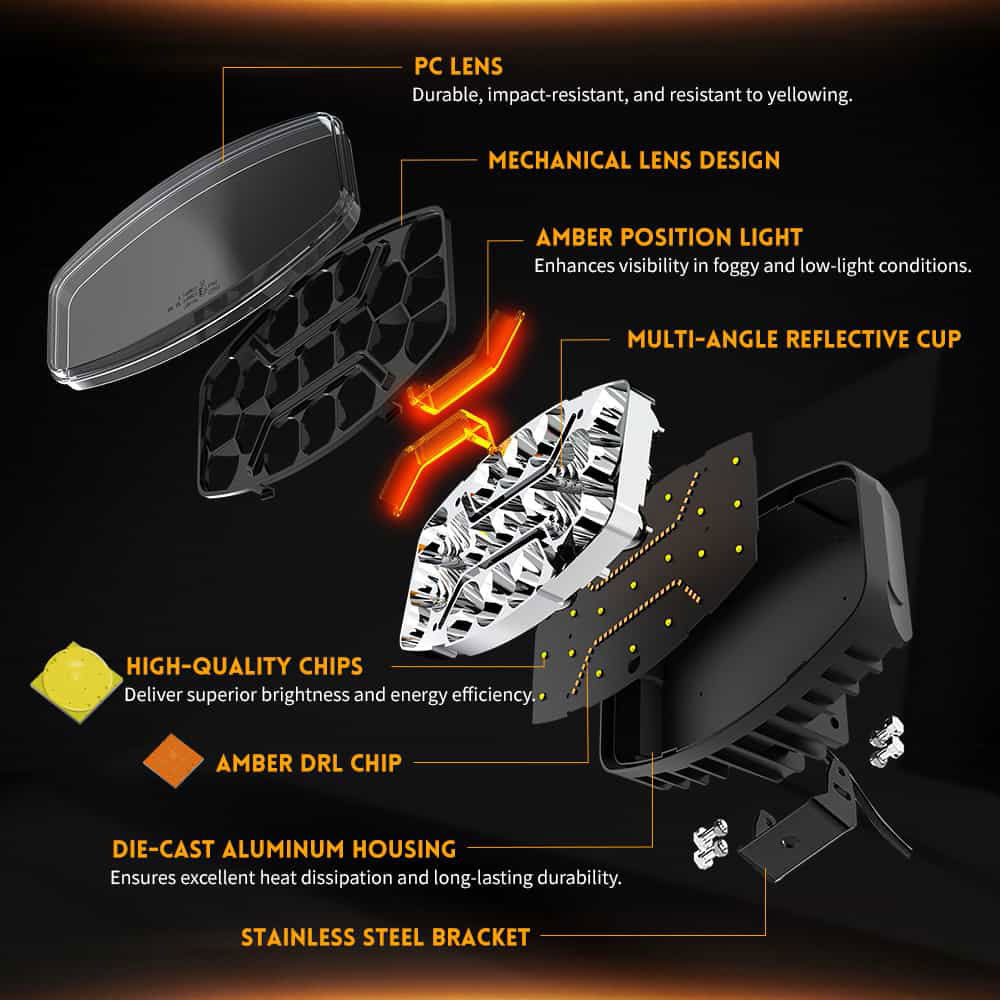 COLIGHT 10 Inch Auxiliary Spot Beam LED Work Light With Amber DRL(Single)