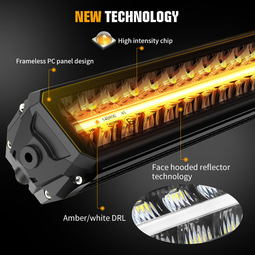 12Inch Polar Bear Series Dual Row LED Light Bar With White&Amber DRL