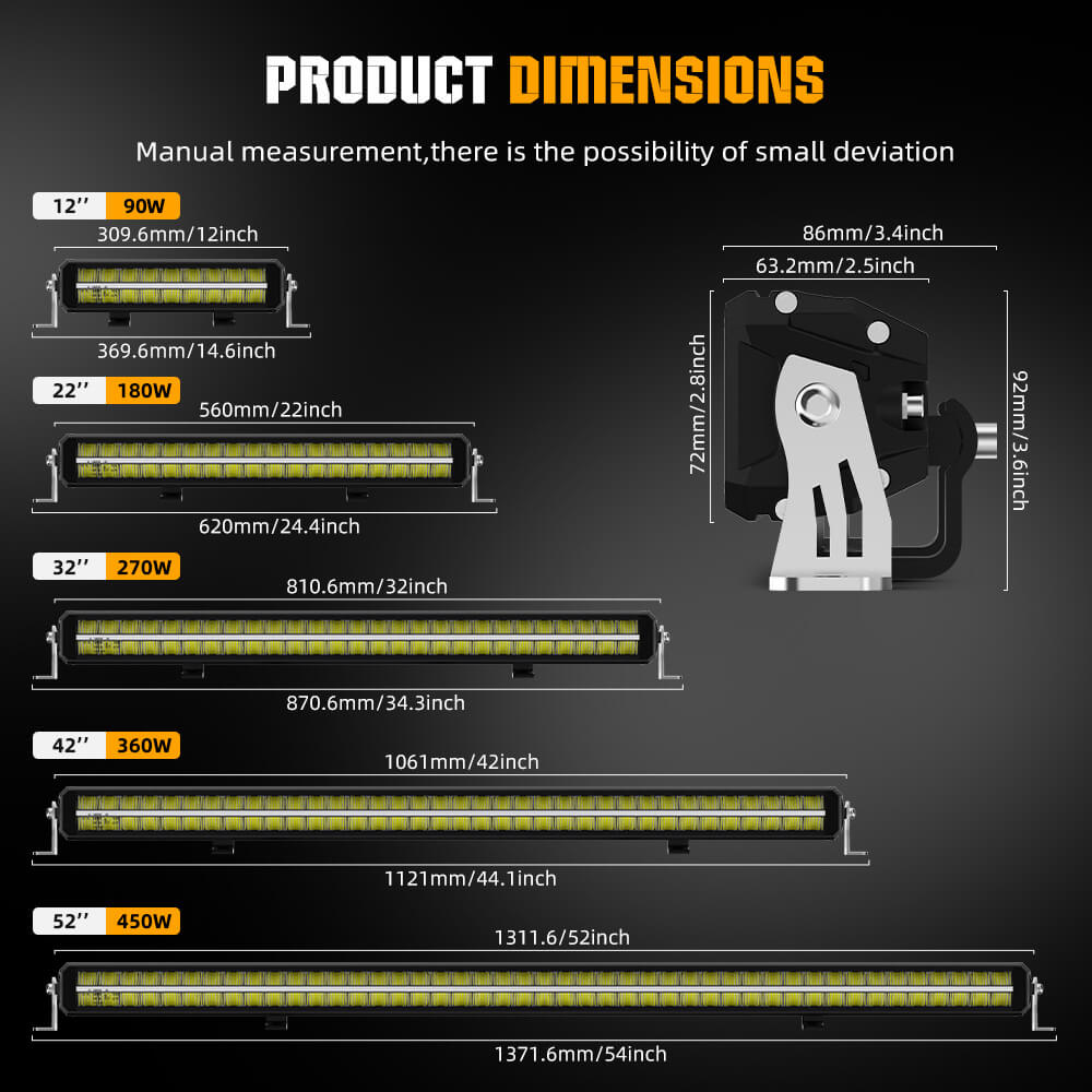 12Inch Polar Bear Series Dual Row LED Light Bar With White&Amber DRL