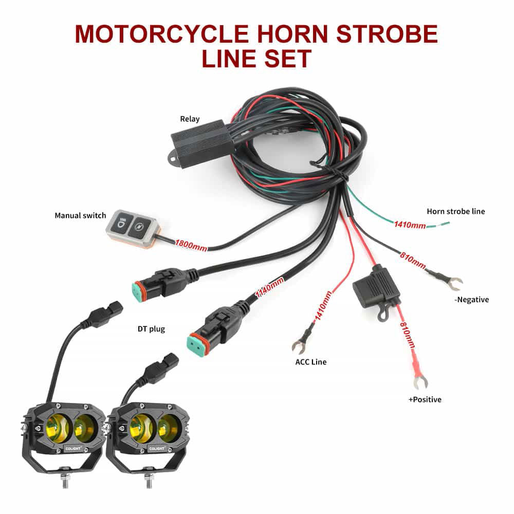 Ensemble de câblage clignotant déclenché par klaxon de moto avec connecteur DT 16AWG