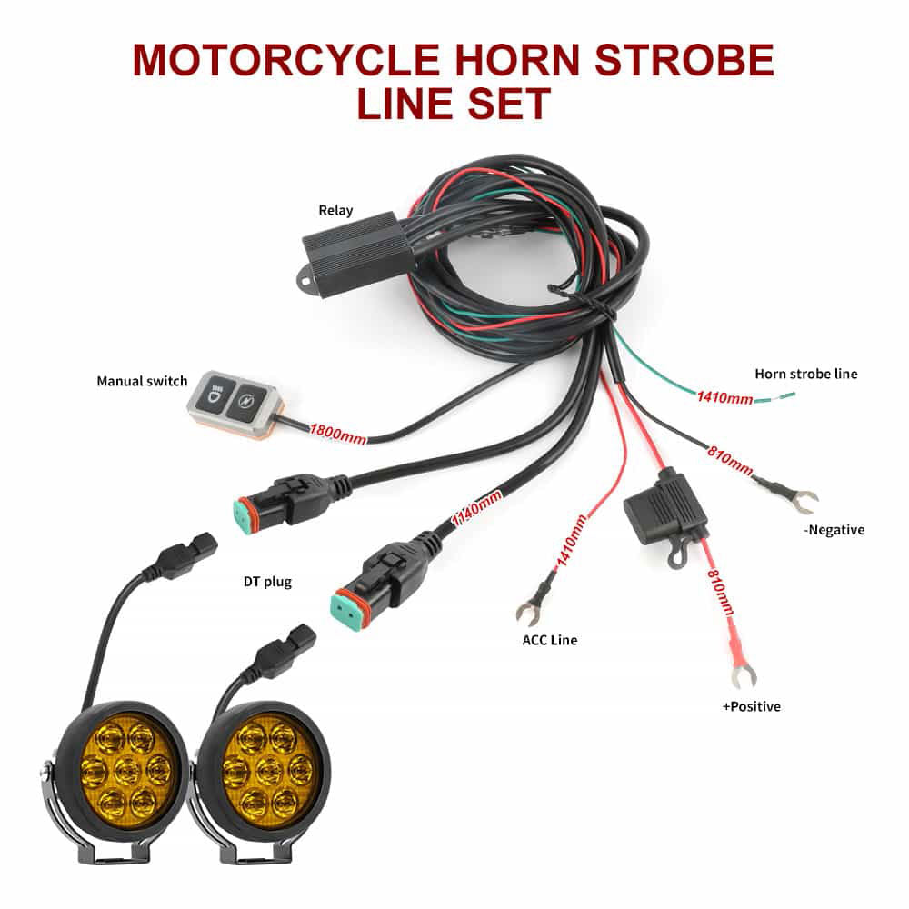 Ensemble de câblage clignotant déclenché par klaxon de moto avec connecteur DT 16AWG