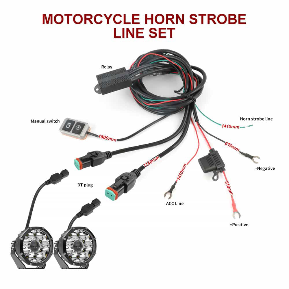Ensemble de câblage clignotant déclenché par klaxon de moto avec connecteur DT 16AWG