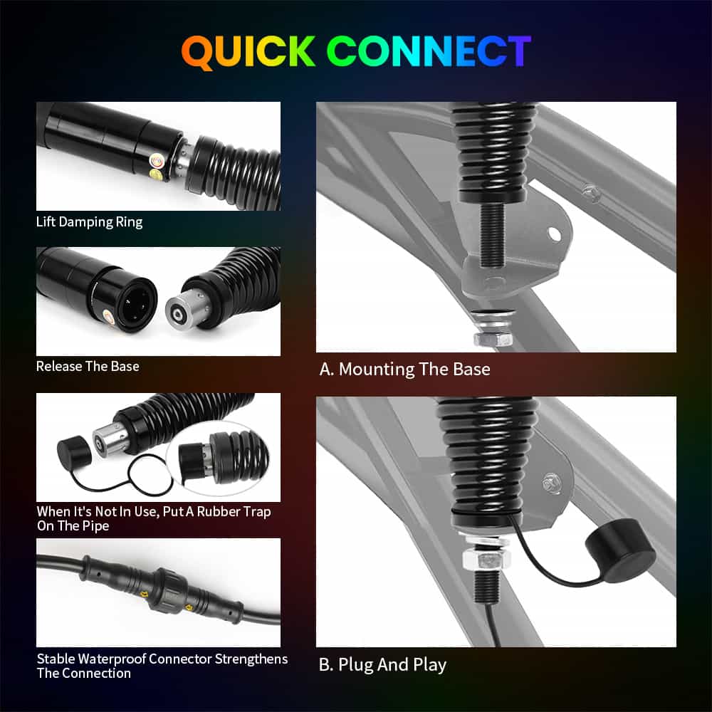 Bluetooth アプリ + リモコン付きの新しい 2 フィートのファット RGBW ホイップ ライト