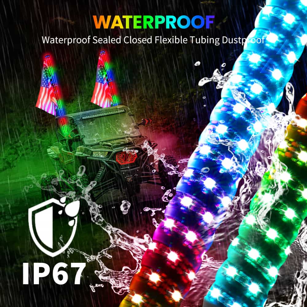 Bluetooth アプリ + リモコン付きの新しい 2 フィートのファット RGBW ホイップ ライト