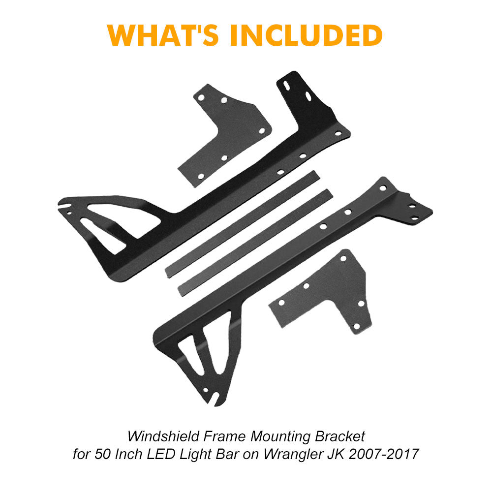 2007-2017 Jeep Wrangler JK 50inch Light Bar Roof Mounting Brackets