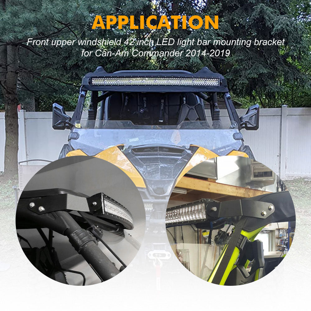 2014-2019 Can-Am Commander 42" LED Light Bar Front Upper Windshield Mounting Bracket