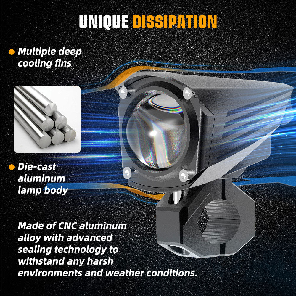 2inch MT Series Mini Motorcycle Lights With Wire Harness For 1inch Tube