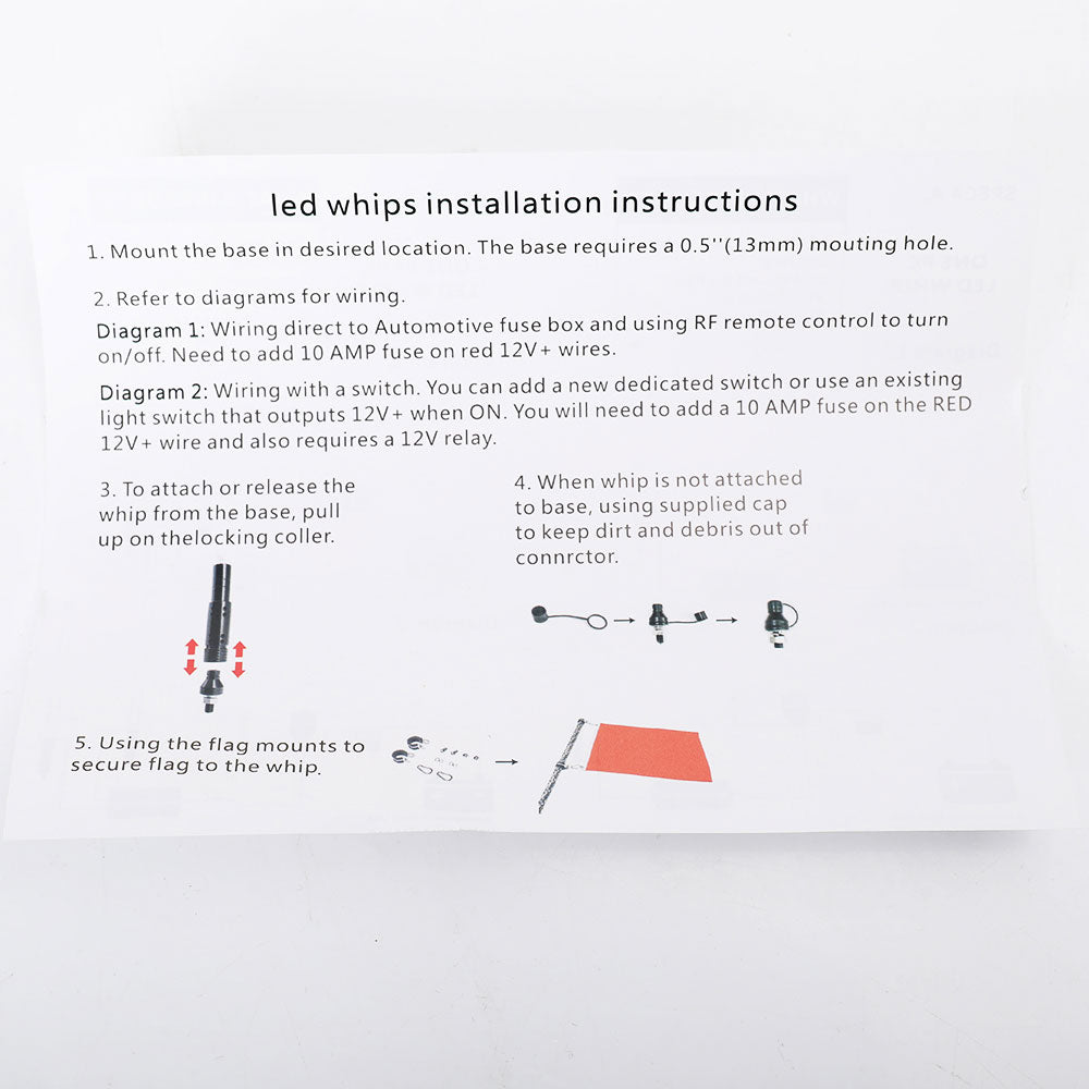 3FT RGB Led Flag Whip Light Chasing Light With RF Wireless Controllor