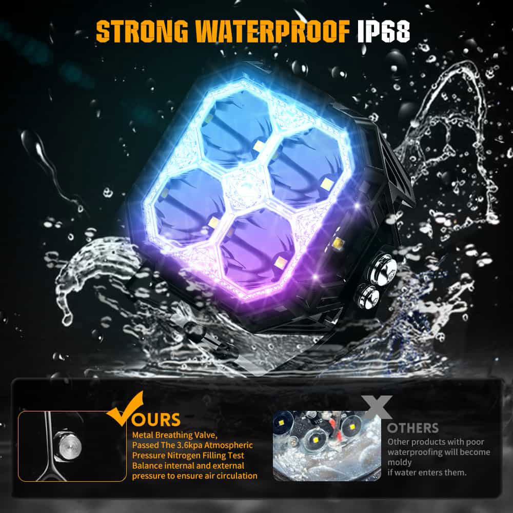 COLIGHT 3inch Diamond Series Side Shooter Ditch Lights With RGB Backlight(Set/2pcs)