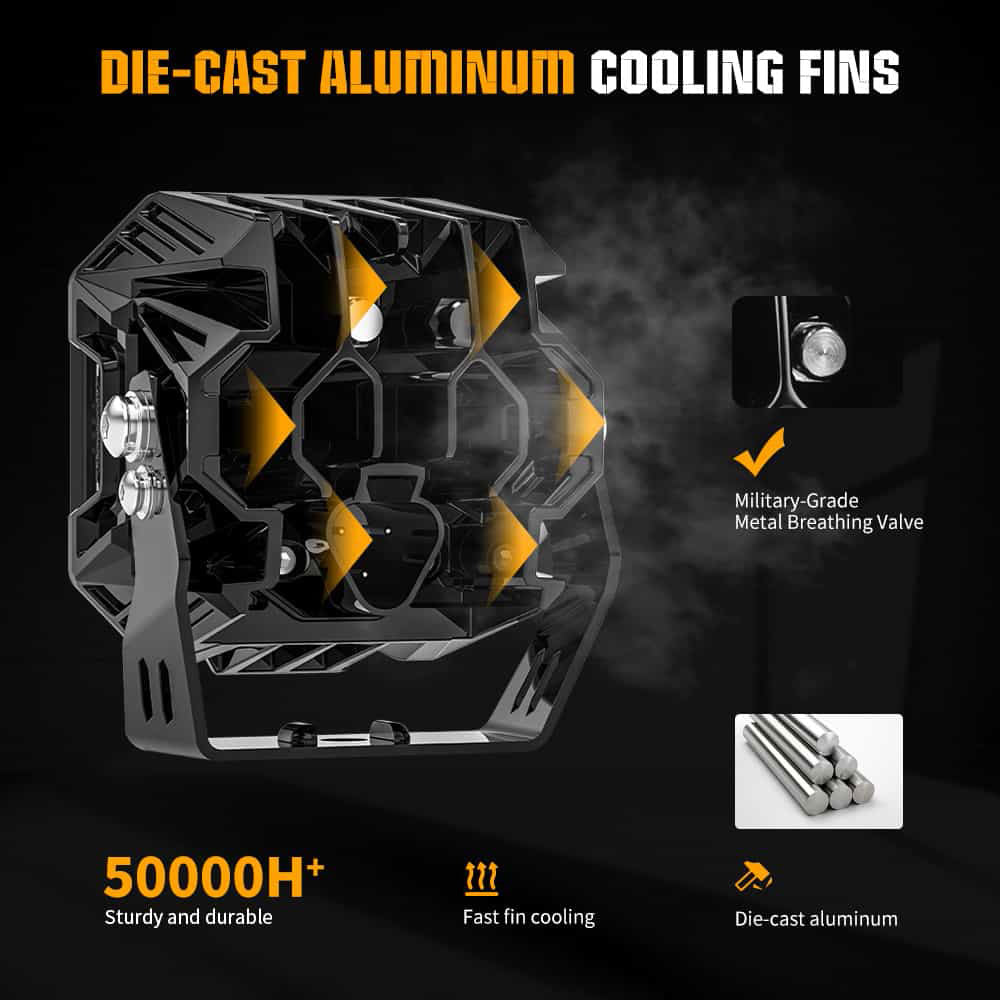 COLIGHT 3inch Diamond Series Side Shooter Ditch Lights With RGB Backlight(Set/2pcs)