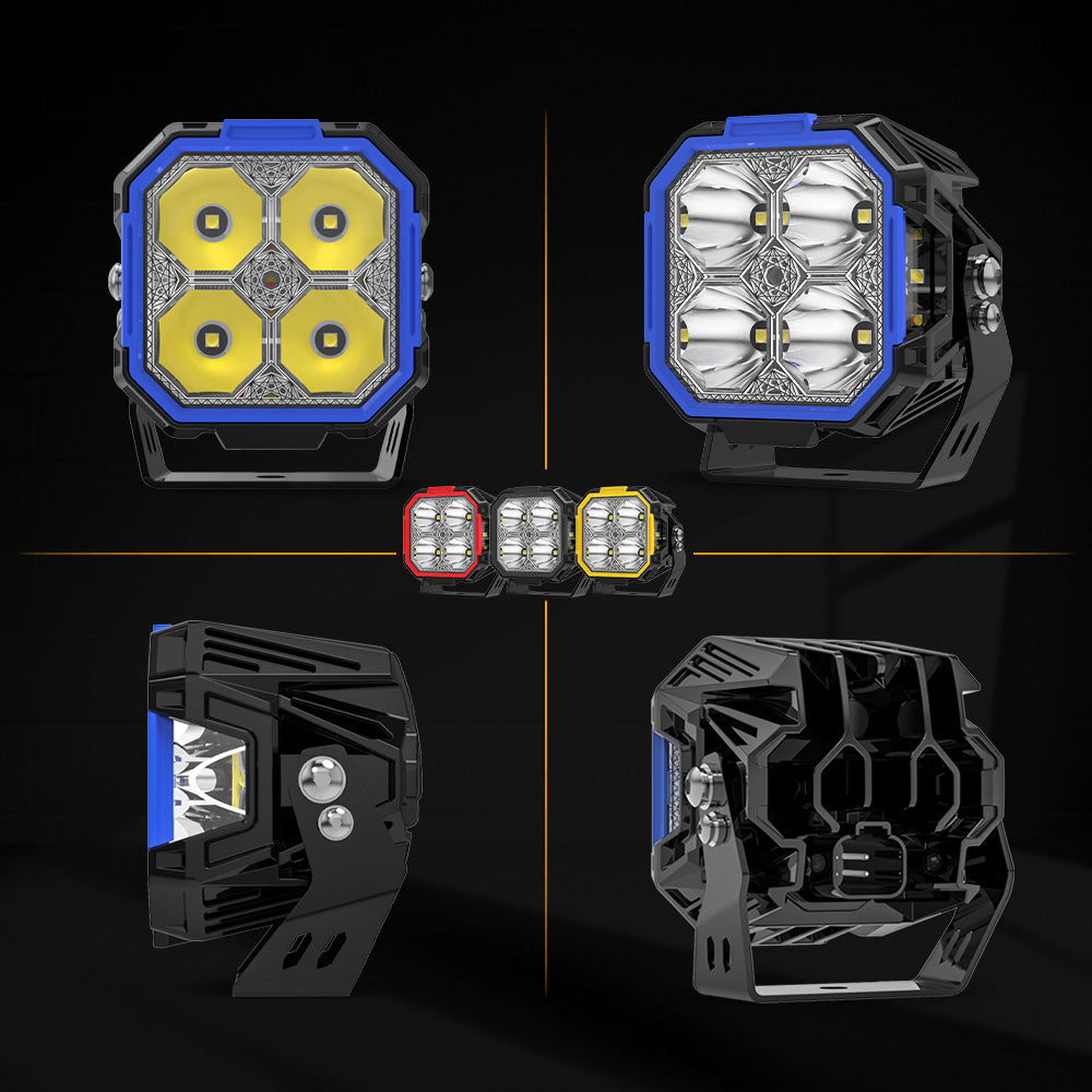 3inch Diamond Series Side Shooter Ditch Lights With White&Amber DRL