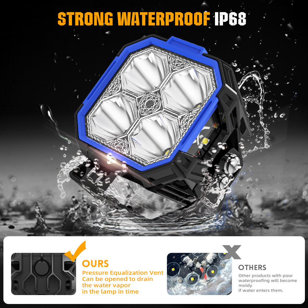 3inch Diamond Series Side Shooter Ditch Lights With White&Amber DRL