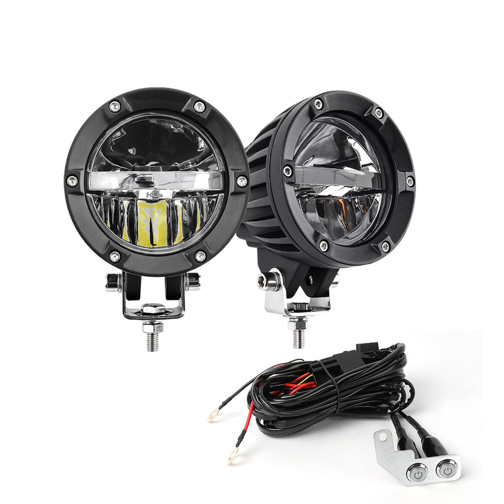 4 Inch DB-R Series Yellow&White dual Beam Round Driving Lights(Set/2Pcs)