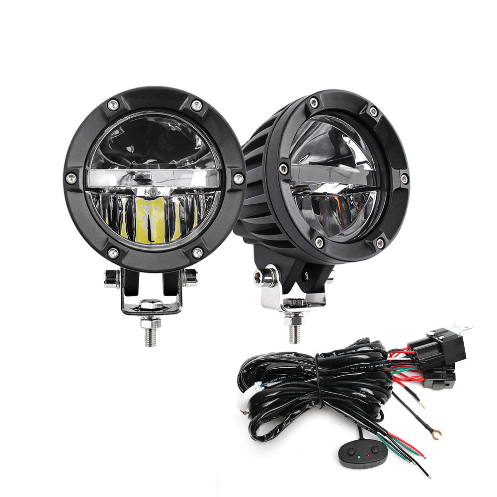 4 Inch DB-R Series Yellow&White dual Beam Round Driving Lights(Set/2Pcs)