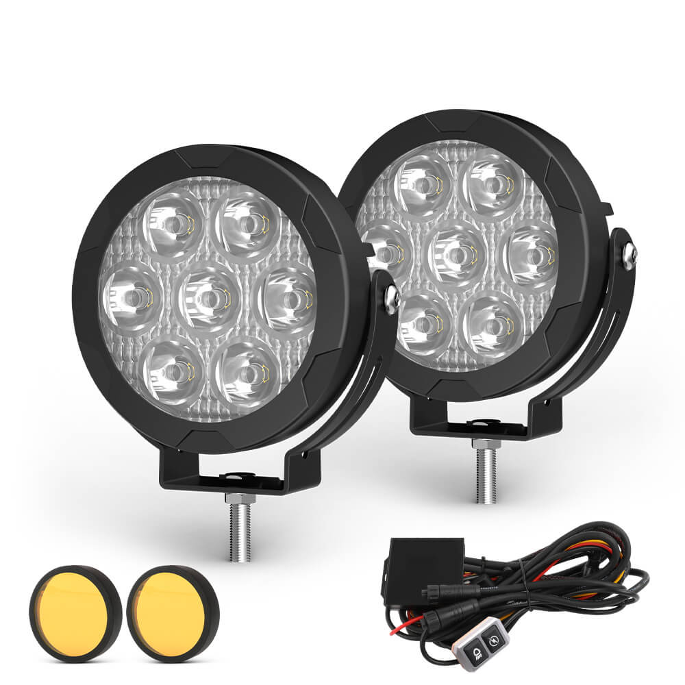 4.5inch COLIGHT D07 Series Round Motorcycle Light With Yellow Cover and wire harness