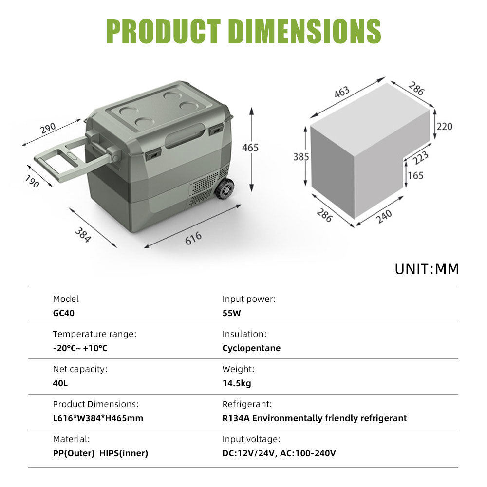 40L Dual-Zonen tragbarer Kühlschrank 12V für Auto