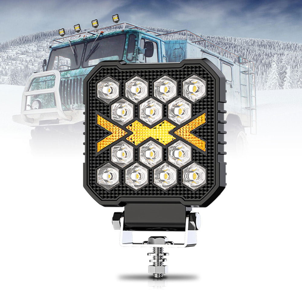 4-Zoll DX Serie quadratisches LED-Arbeitslicht Weißer Strahl mit Bernsteinfarbenem DRL