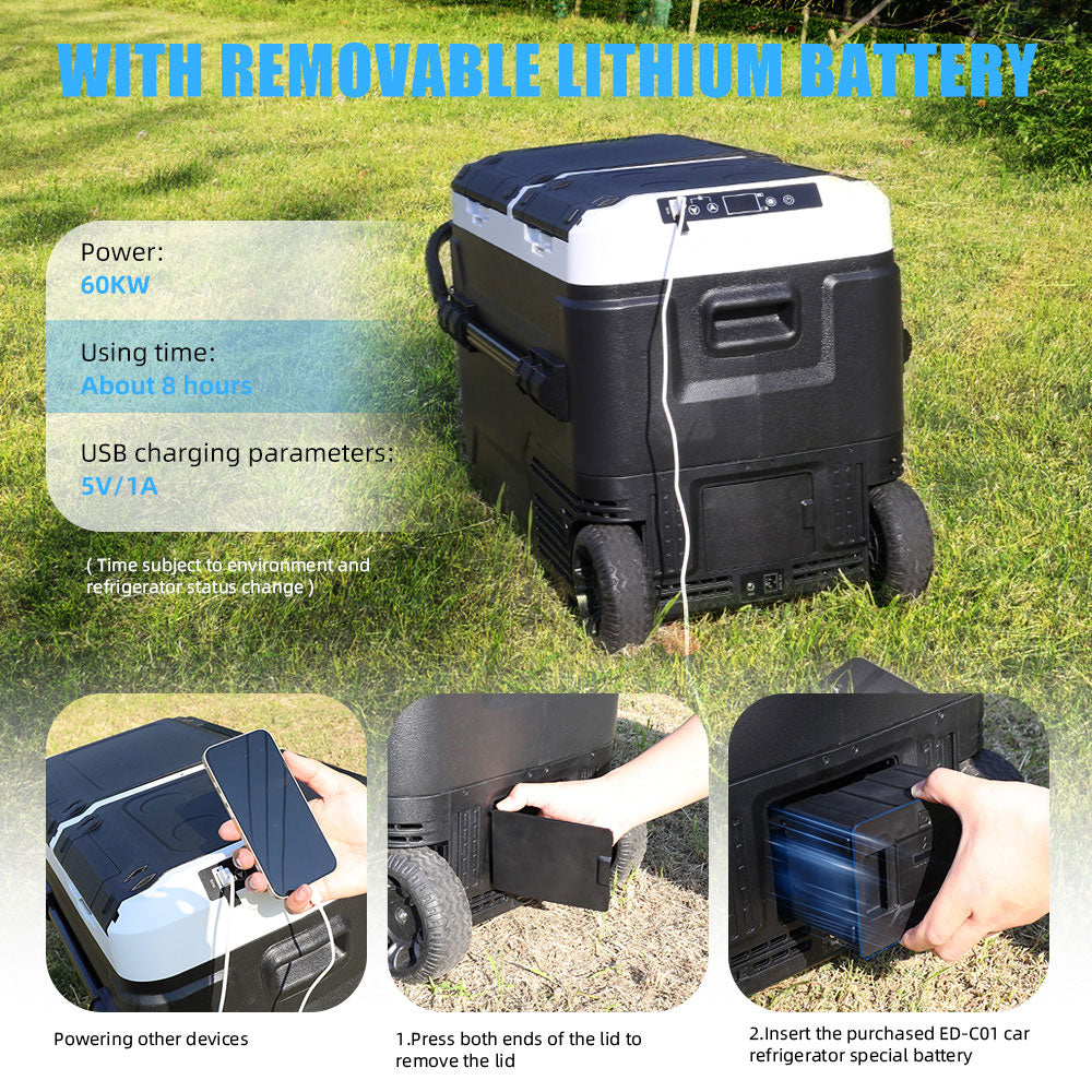 Réfrigérateur portable à double zone 50L avec batterie 12V pour voiture