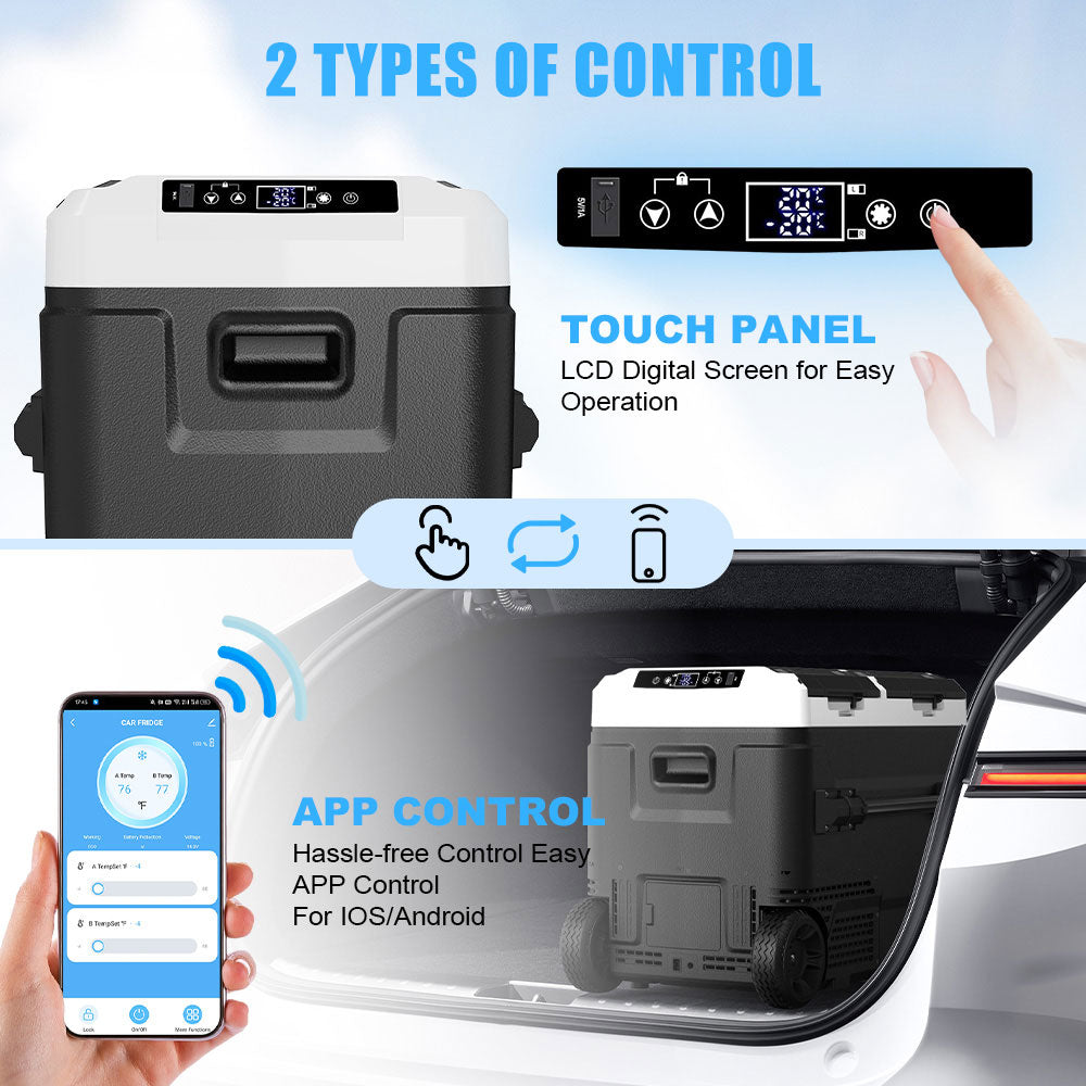 Réfrigérateur portable à double zone 50L avec batterie 12V pour voiture