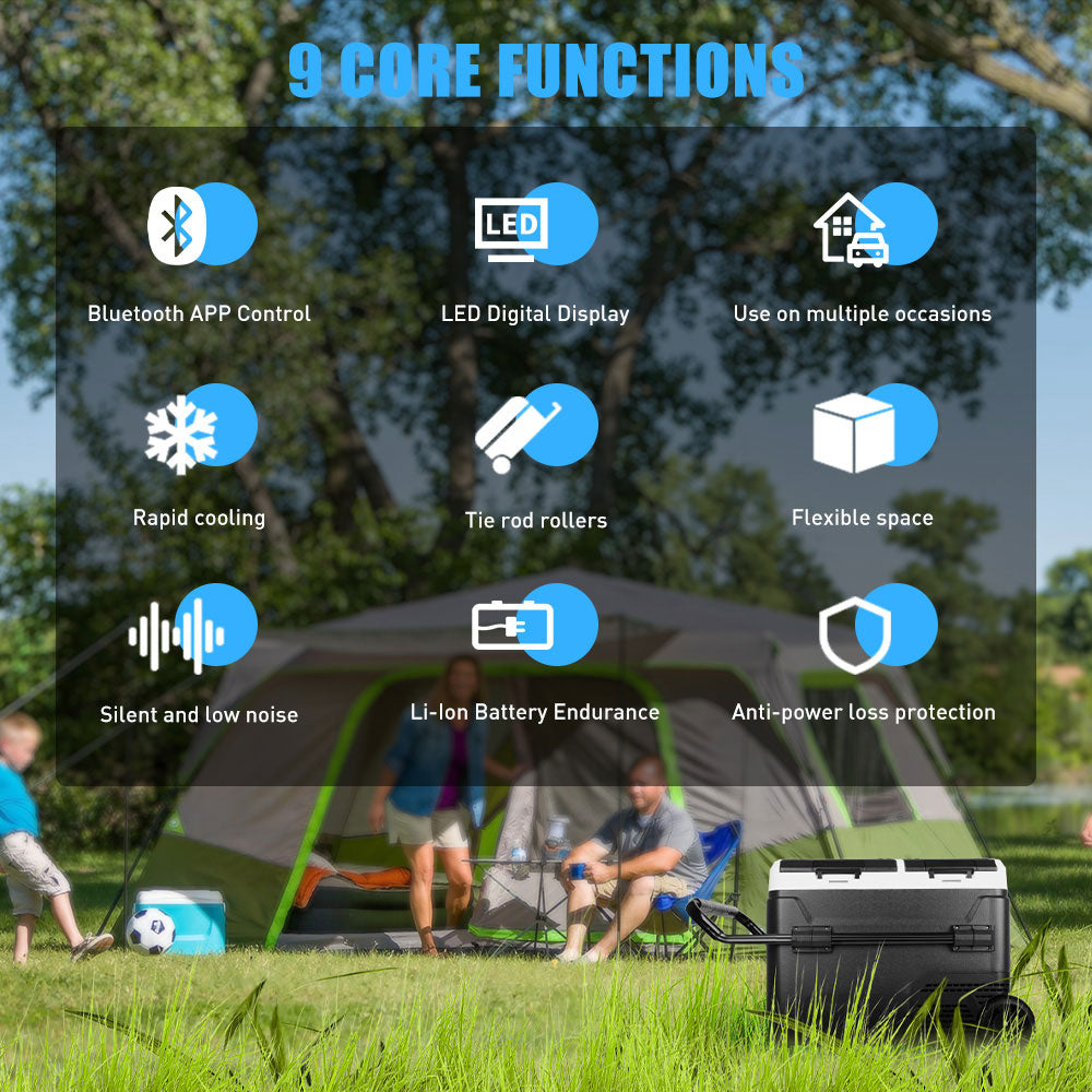 Réfrigérateur portable à double zone 50L avec batterie 12V pour voiture