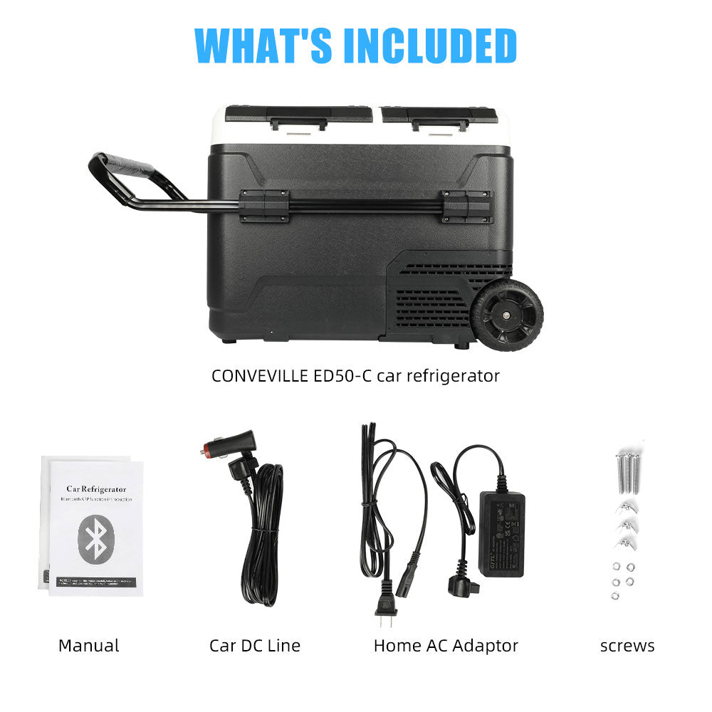 Réfrigérateur portable à double zone 50L avec batterie 12V pour voiture