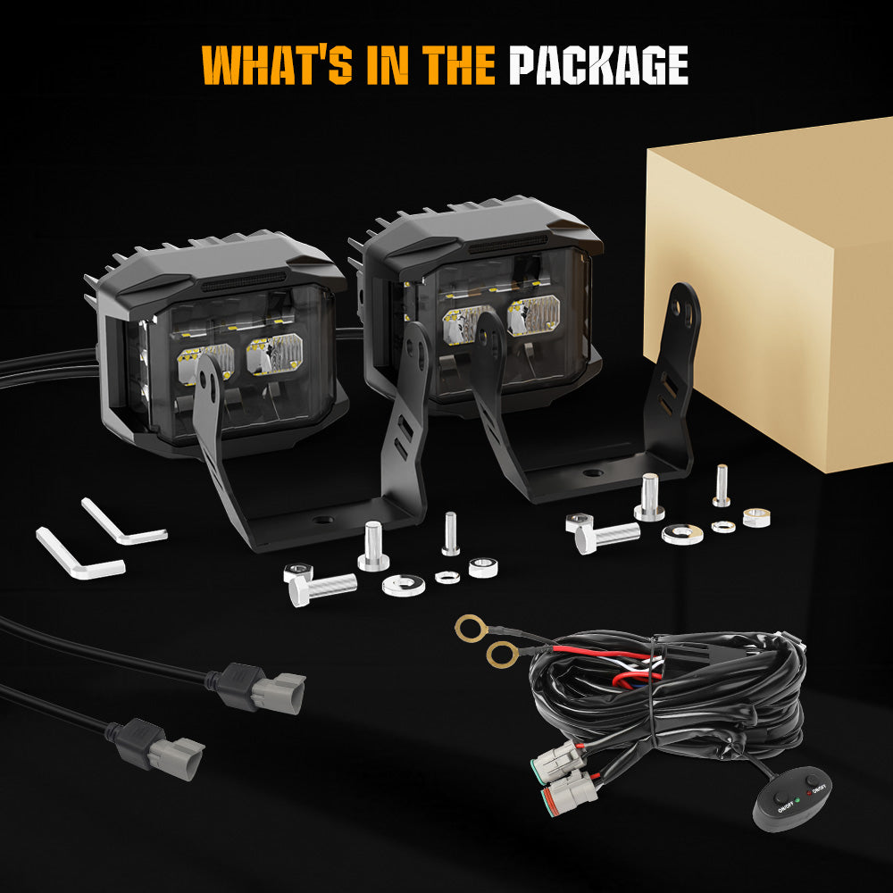 Luces LED laterales con haz blanco de 5 pulgadas, serie V5, con DRL blanco (juego de 2 piezas)