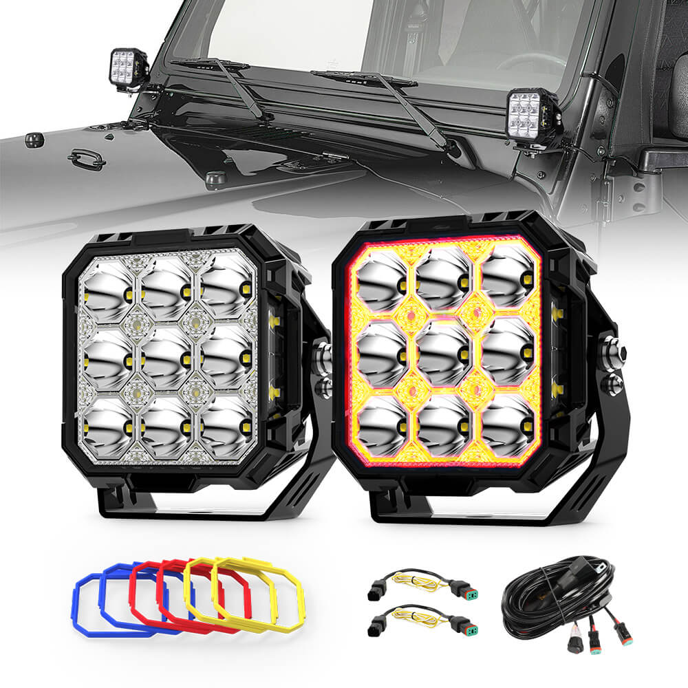 NEUE 5-Zoll Diamond Series Seitenstrahler Grabenlichter mit Weiß & Bernstein DRL