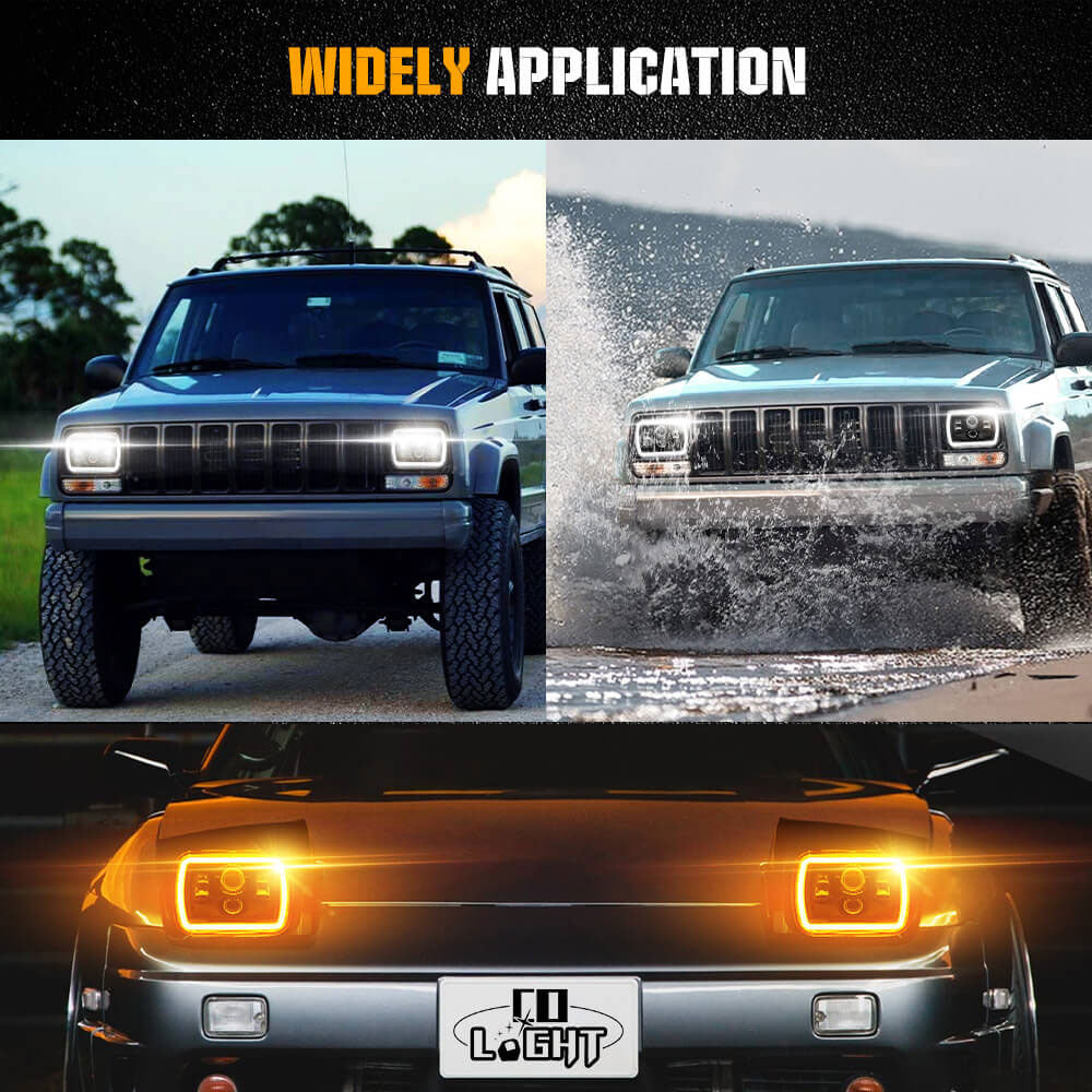 5x7 inch LED Headlights with White DRL/ Yellow Turn Signal(Set/2pcs)