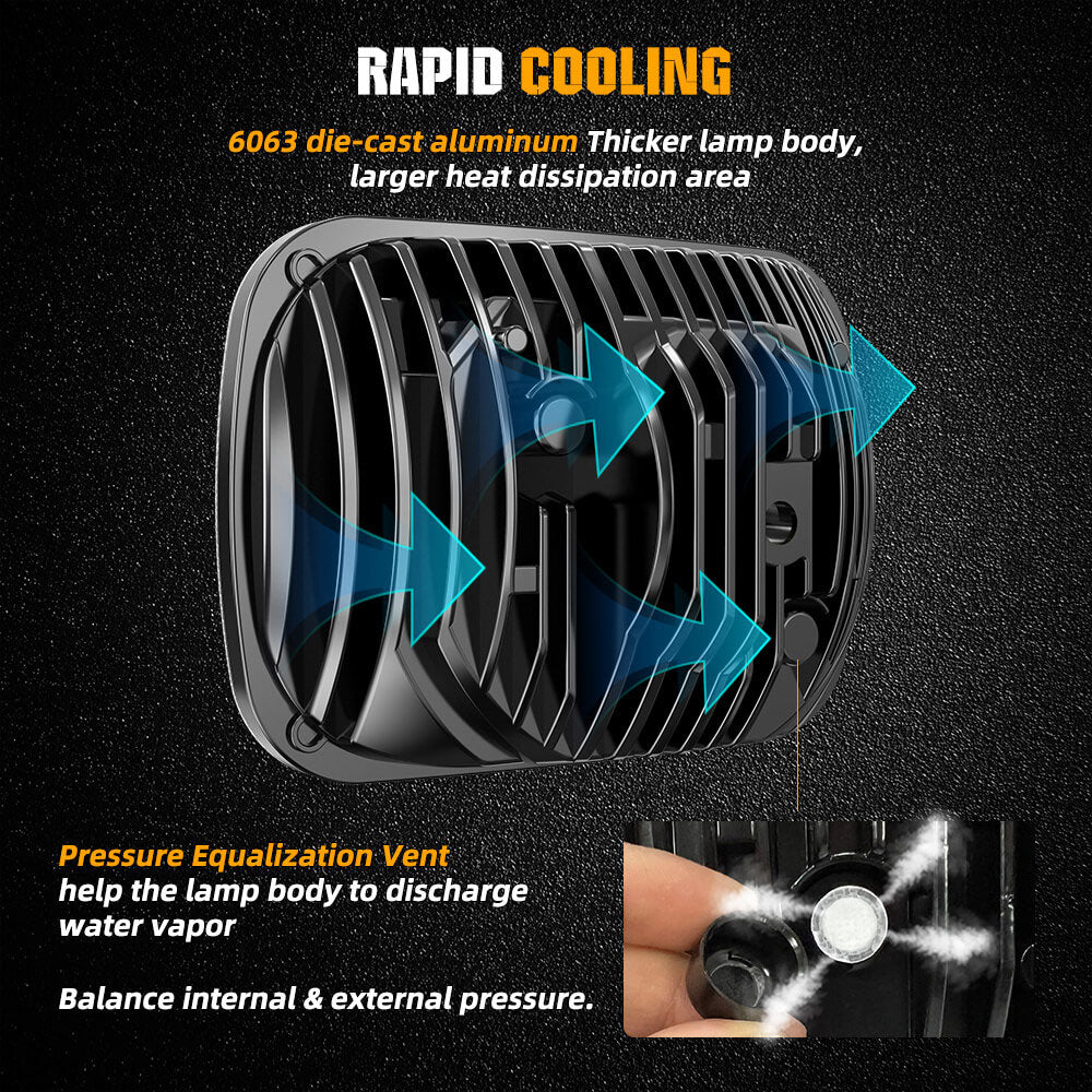 5x7 inch LED Headlights with White DRL/ Yellow Turn Signal(Set/2pcs)