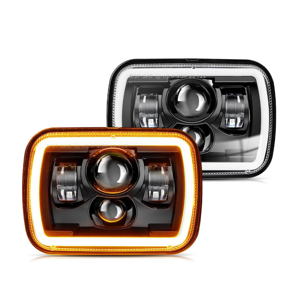 Faros LED de 5x7 pulgadas con DRL blanco/ señal de giro amarilla (Juego/2 piezas)