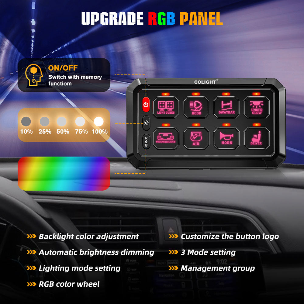 Nouveau système de panneau de commutation RGB 8 voies avec fil ACC