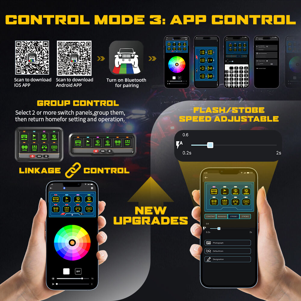 8-Gang RGB Smart Switch Panel With APP & Remote