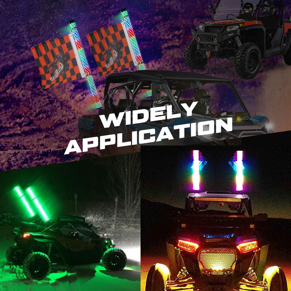 Luces RGBW de látigo de 1 pie, diámetro de 1.75" con controlador APP+remoto