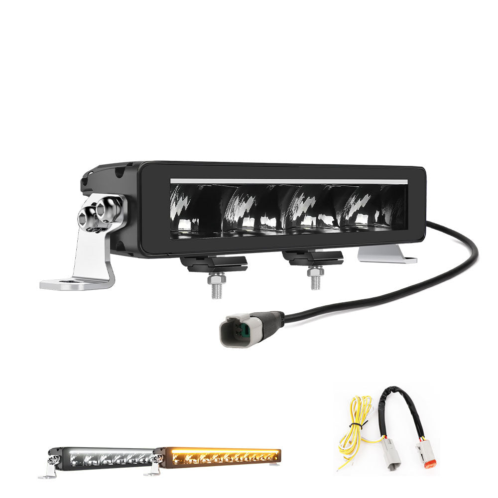Barra de luz de una sola fila COLIGHT serie Polar Bear de 10 pulgadas con DRL ámbar y blanco
