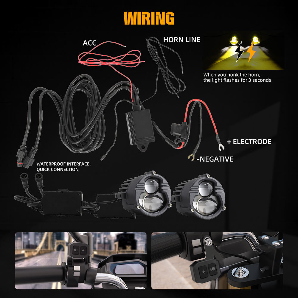 COLIGHT 3 Inch DB-P Series Dual Beam Yellow&White Motorcycle Lights(Set/2pcs)