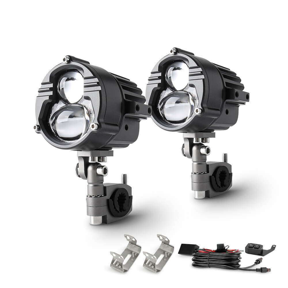 COLIGHT 3 Pouces DB-P Série Double Faisceau Blanc&Blanc Lumières de Moto (Ensemble/2pcs)