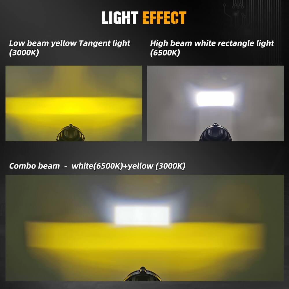 COLIGHT 3 Inch DB-P Series Dual Beam Yellow&White Motorcycle Lights(Set/2pcs)