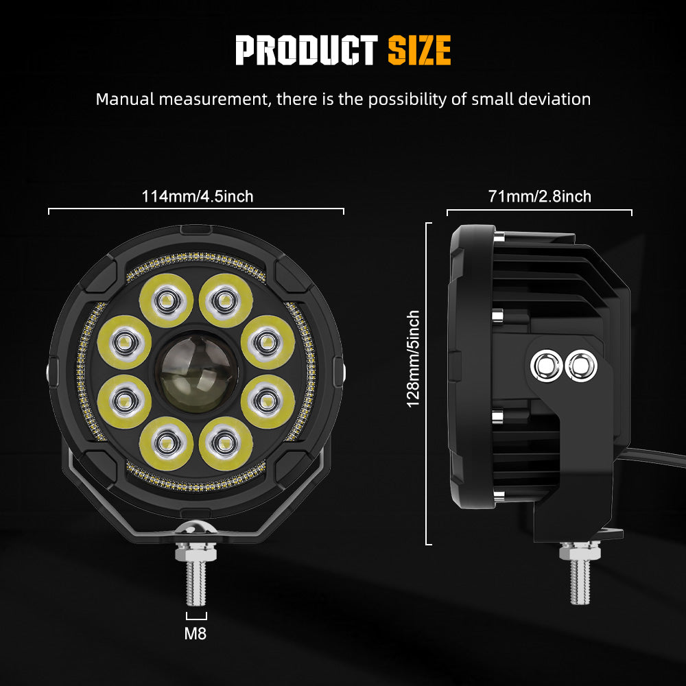 COLIGHT 4.5inch D09 Series Motorcycle Lights With White DRL(Set/2pcs)