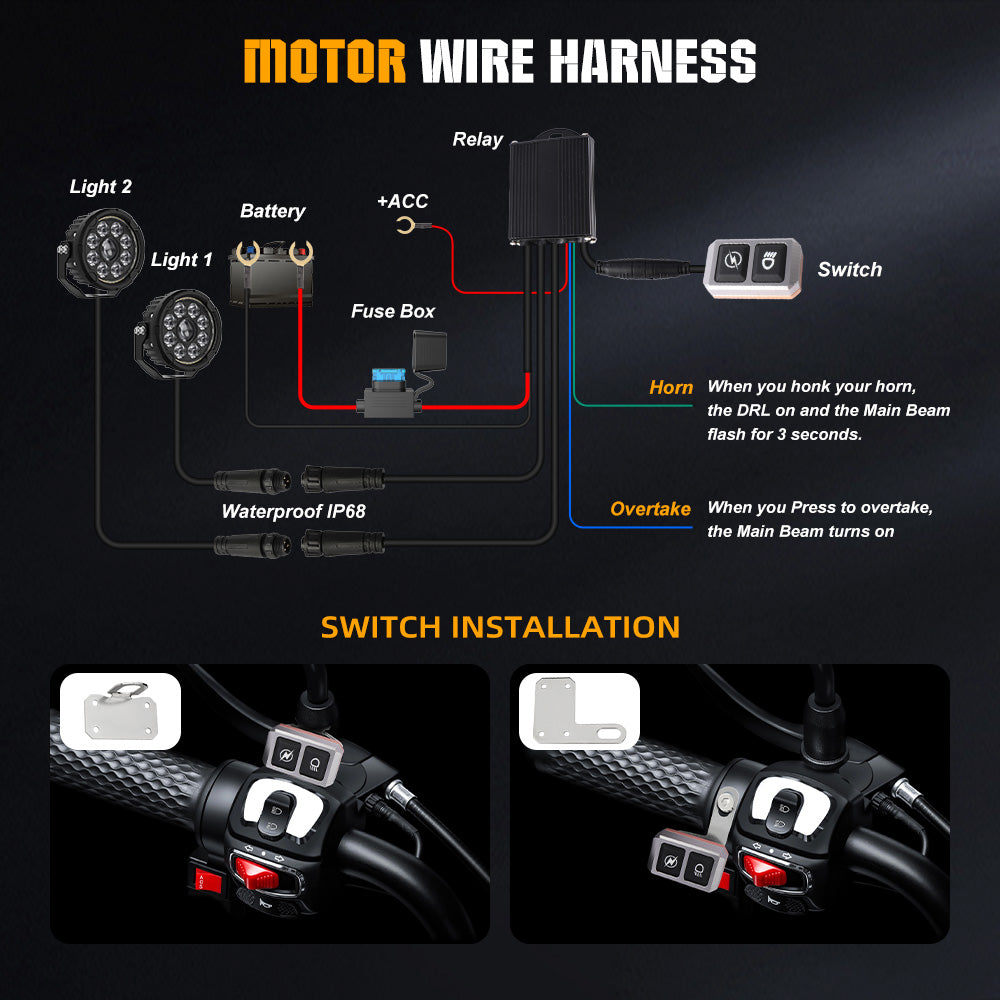COLIGHT 4.5inch D09 Series Motorcycle Lights With White DRL(Set/2pcs)