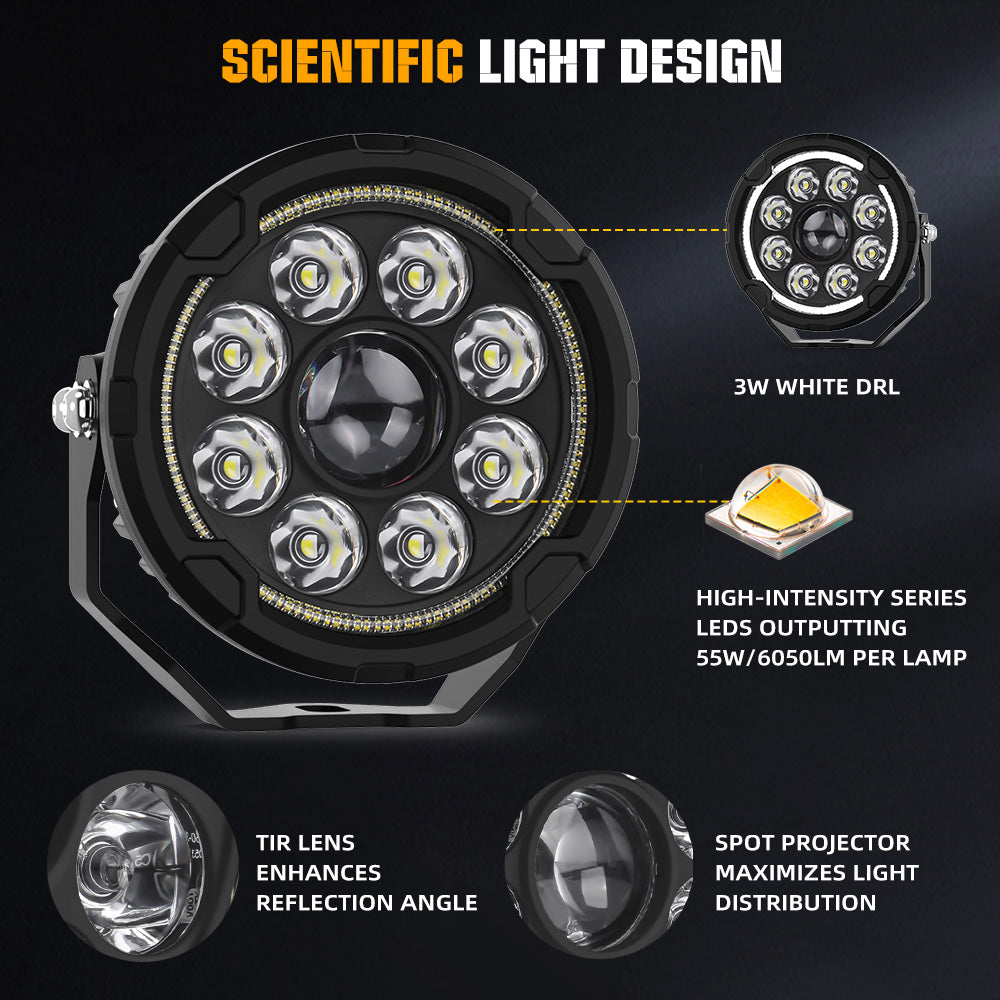 COLIGHT 4.5inch D09 Series Motorcycle Lights With White DRL(Set/2pcs)