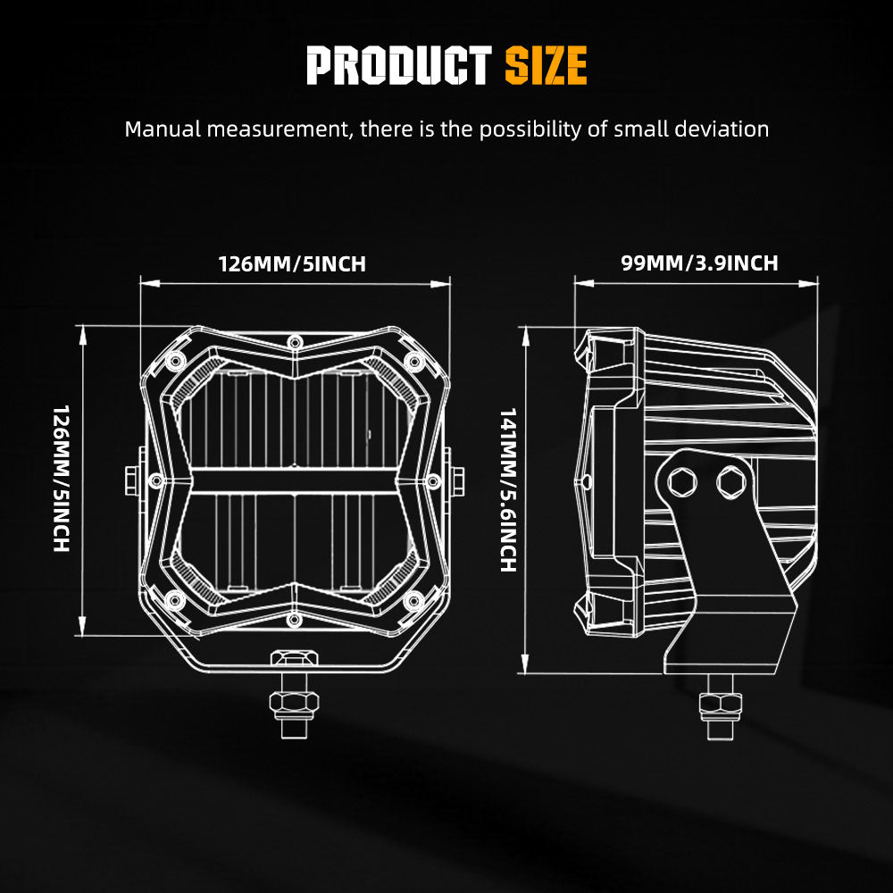 Luces de conducción LED COLIGHT serie X5 de 5 pulgadas con luz de fondo ámbar