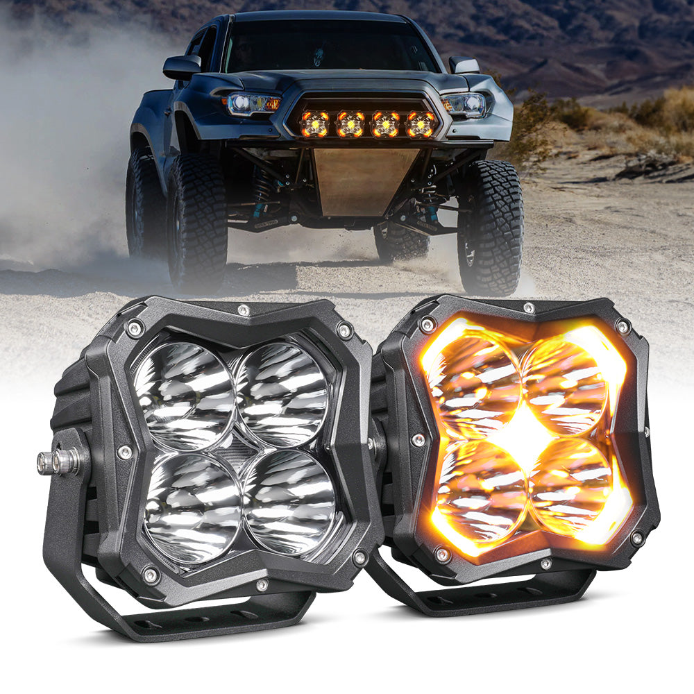 COLIGHT 5 Zoll X5 Serie Spot-Strahl LED-Fahrlichter mit bernsteinfarbenem Hintergrundlicht