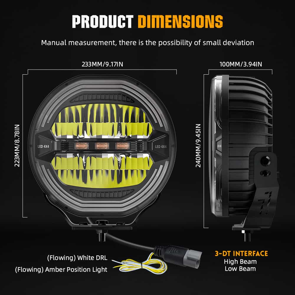 COLIGHT 9inch SharkX Series Offroad Driving Light-Hi Low Beam& Dual Color DRL