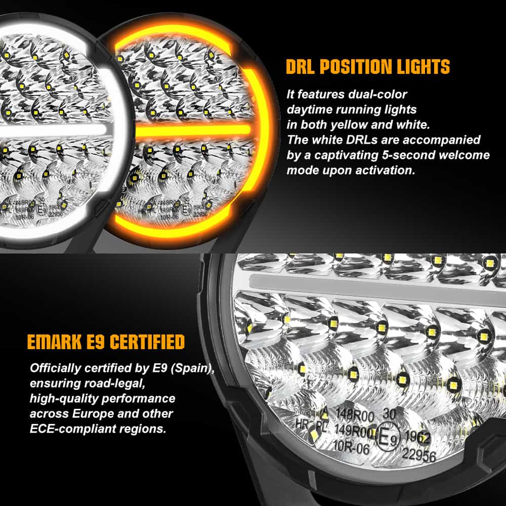 COLIGHT 9inch TrailBlazer Series LED Driving Lights With Yellow&White DRL(Set/Pair)
