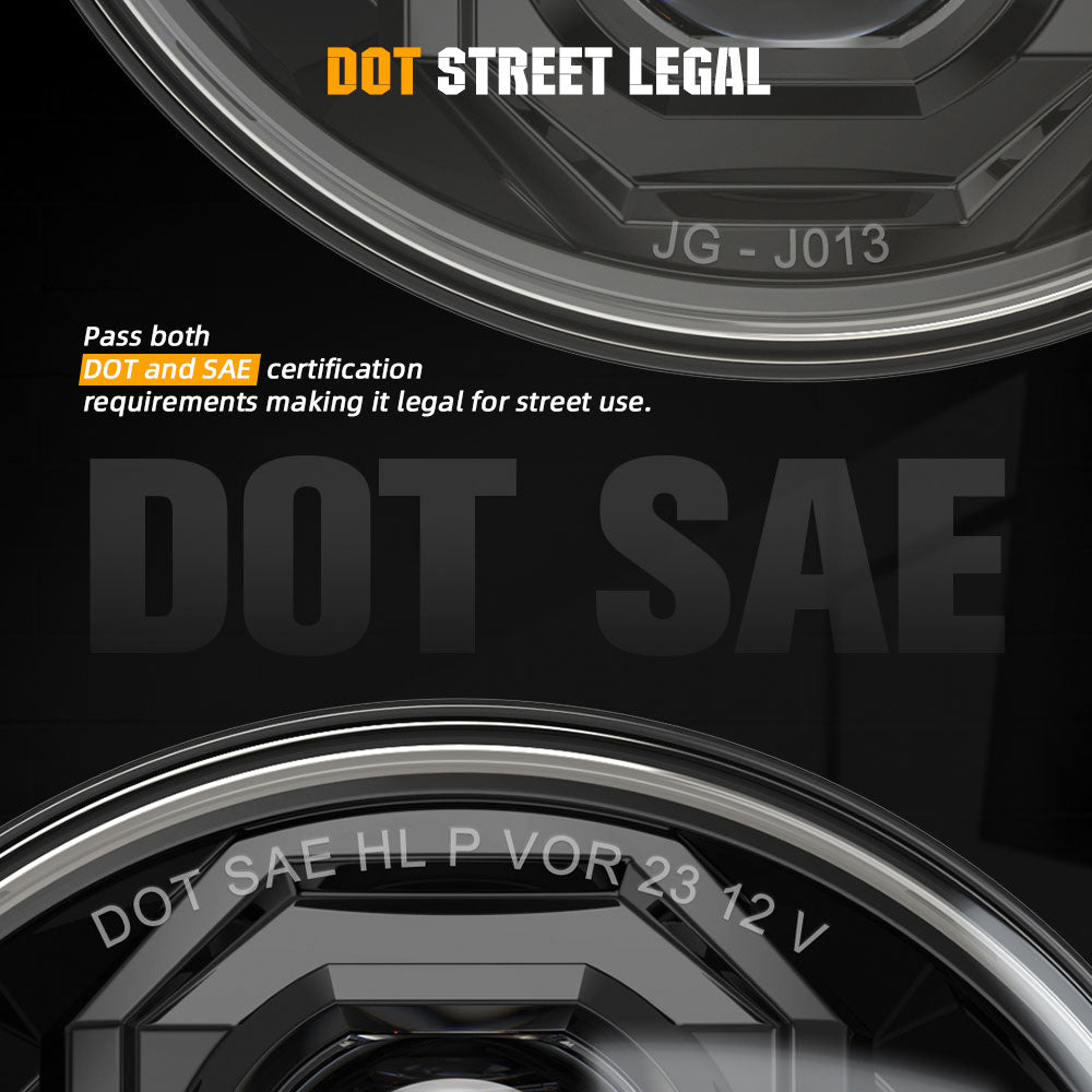 New 7inch Dot Approved Round Led Headlights With Cutoff Line(Set/2pcs)