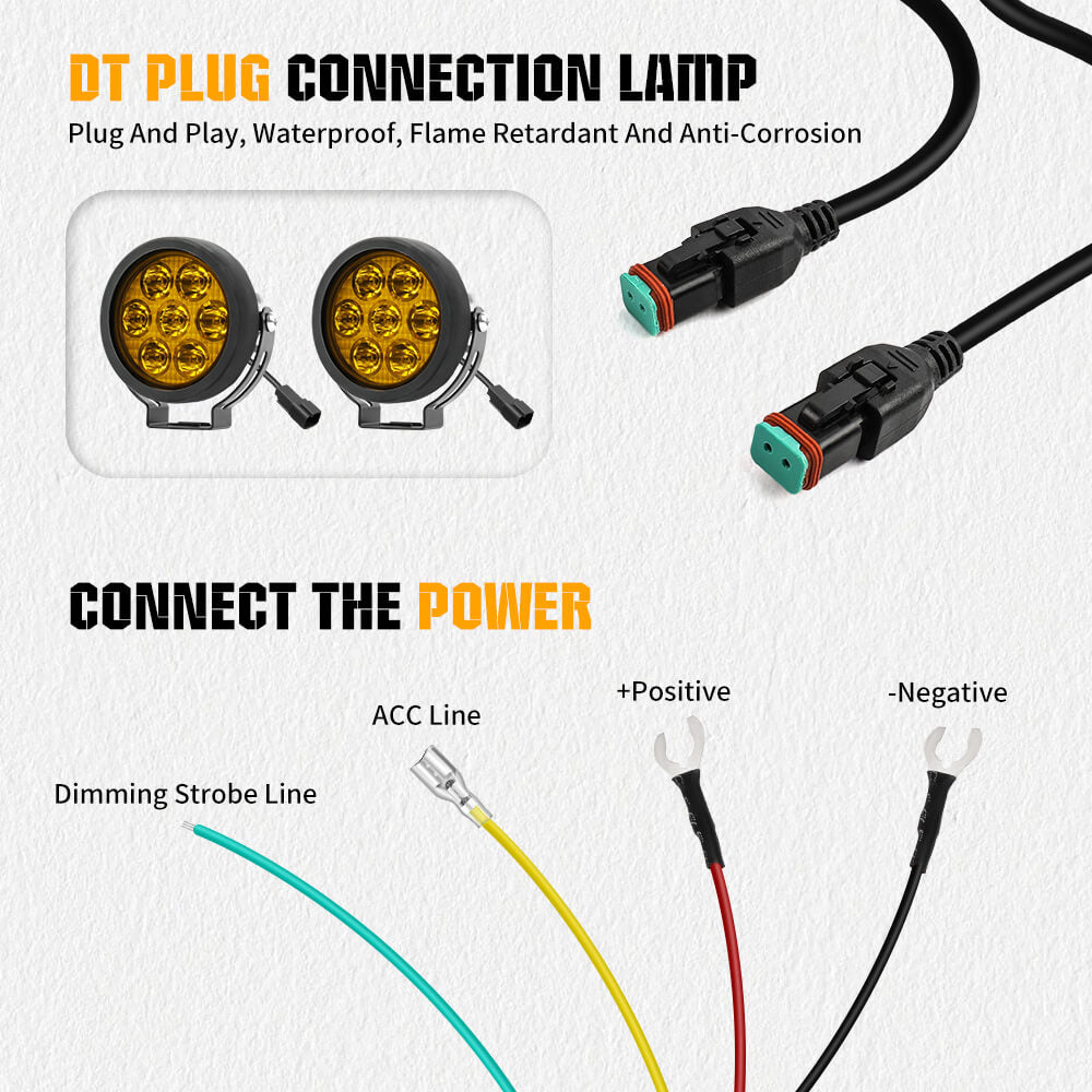 Dimmable Wire Harness For CO LIGHT Single Beam Motorcycle Lights