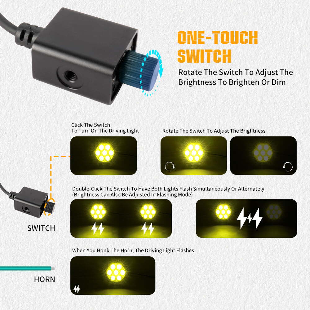 Dimmable Wire Harness For CO LIGHT Single Beam Motorcycle Lights