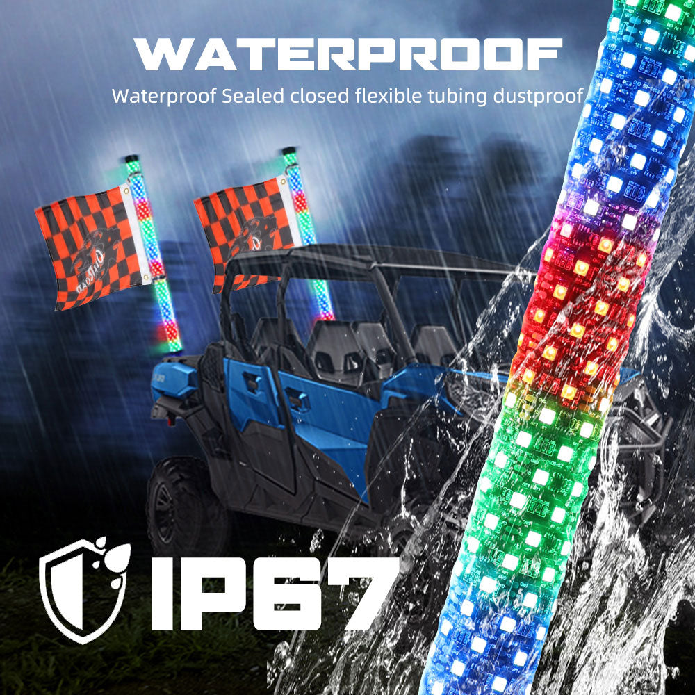 Luces RGBW de látigo de 1 pie, diámetro de 1.75" con controlador APP+remoto