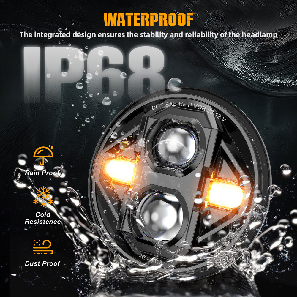 New 7inch Dot Approved Round Led Headlights With Cutoff Line(Set/2pcs)